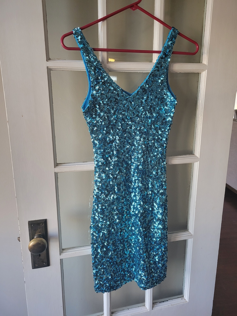 Farinelli Sequin Dress Bodycon Sexy V Neck Dance Party Club Wear Size S/M - Picture 10 of 14